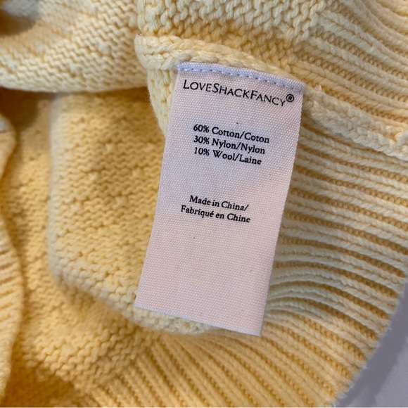 LoveShackFancy Sweater Kenzly Crochet Pullover in Mellow Yellow - Picture 14 of 17